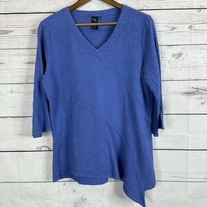 Focus Casual Life Shirt Womens Medium Blue Gauze‎ Minimalist Textured Boxy